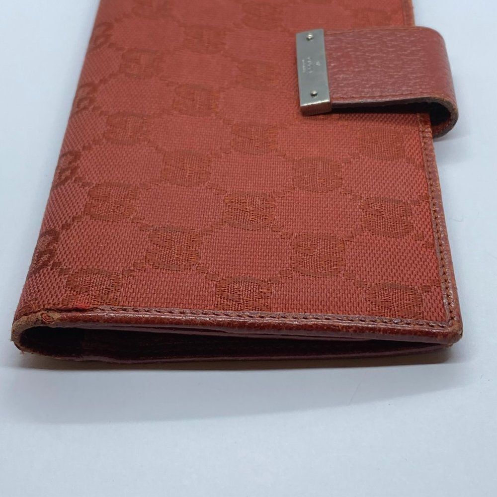 Authentic GUCCI Red Canvas & Leather Long Slim Wallet - Picture 5 of 14